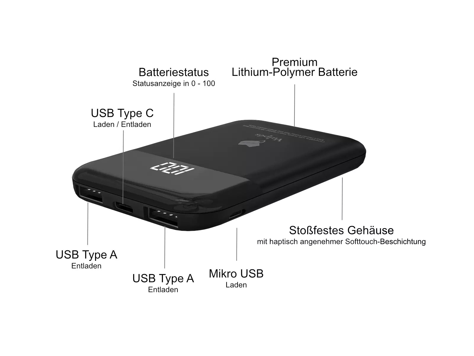 Smart Power Bank | Smartphone Black Power Bank | Vulpés Store