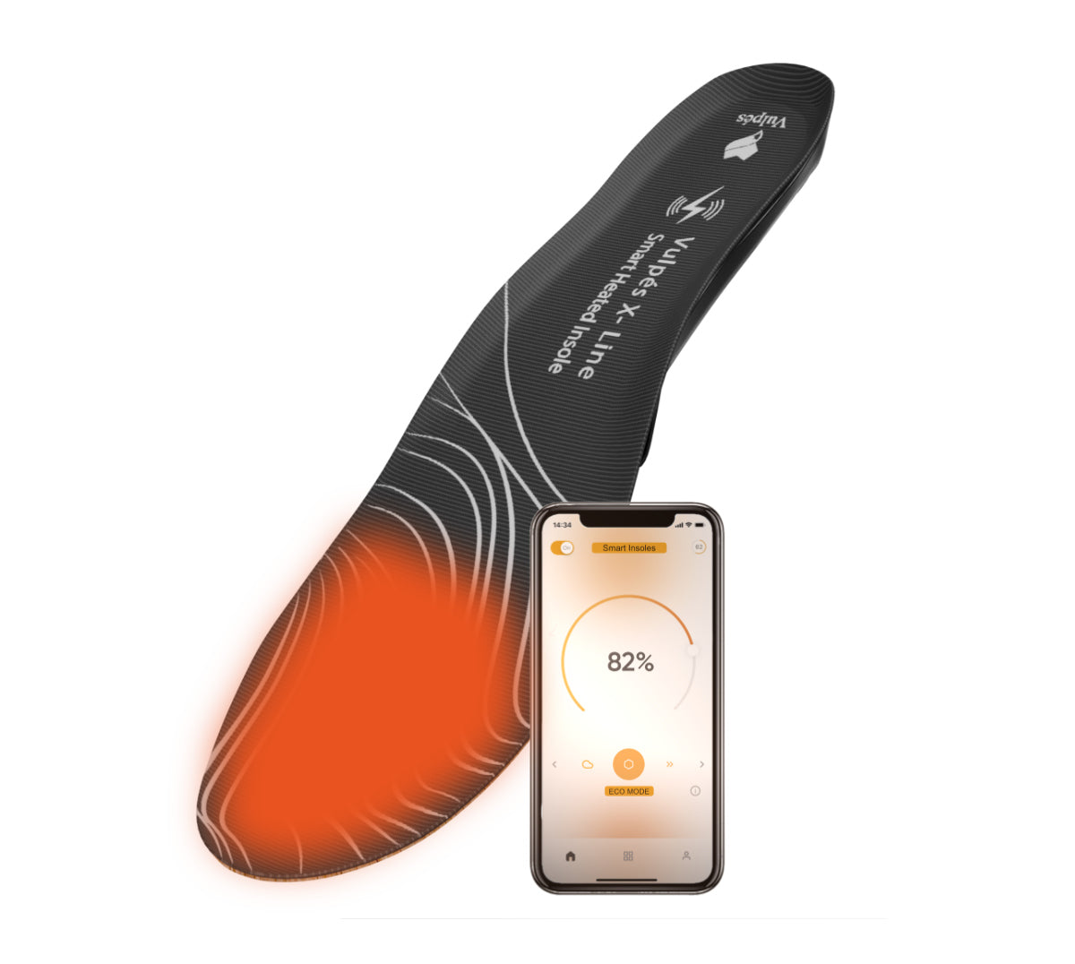 Vulpés X-Line - intelligente beheizbare Einlegesohlen | Smartphone Steuerung | Induktives Laden | Entwickelt in Deutschland