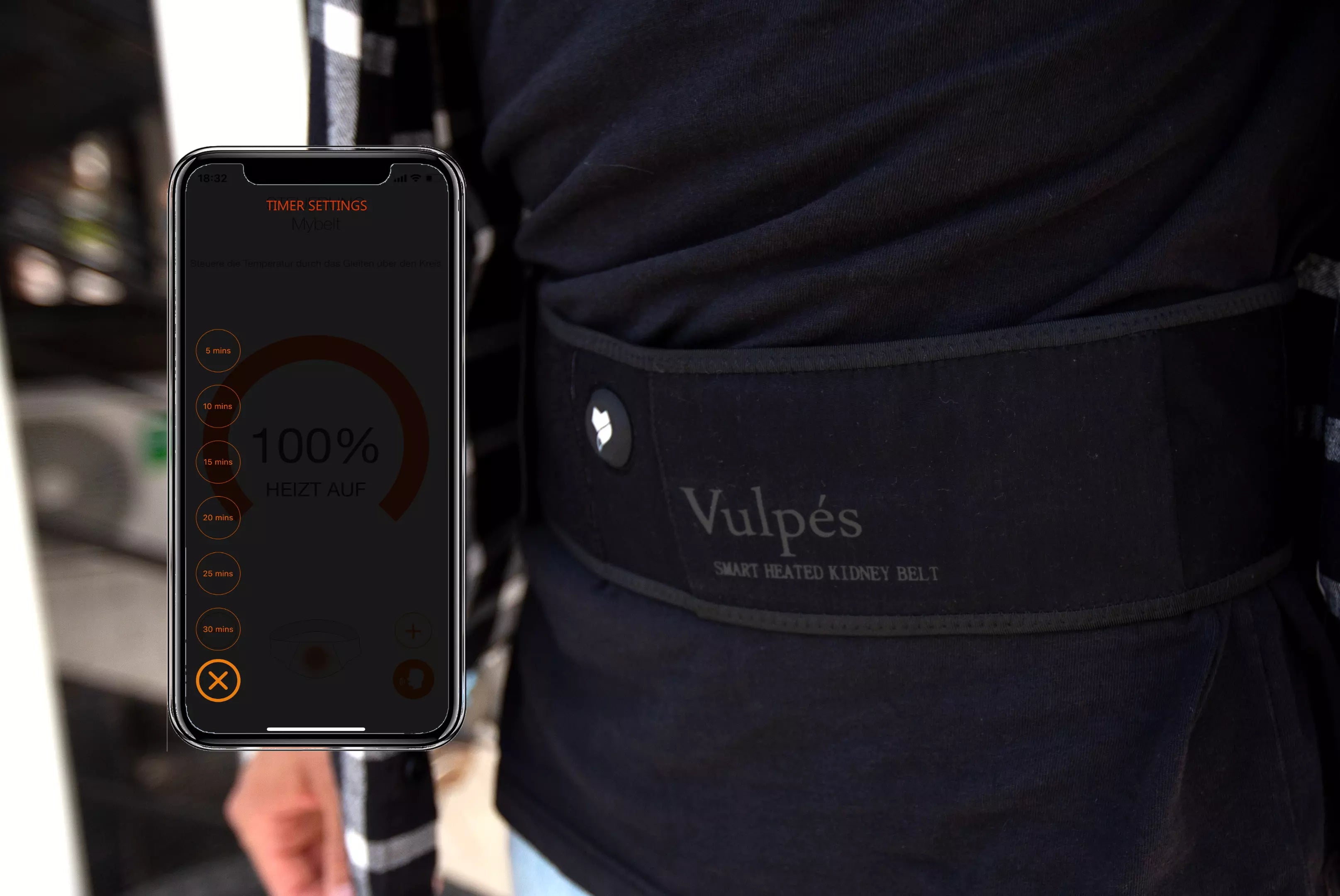 Vulpes Smart Heated Belt - Timer to schedule therapy